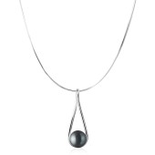 Colier argint cu perla naturala neagra cu reflexii DiAmanti SK20222P-B-Necklace-G